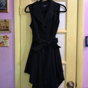 bebe Black Asymmetrical Sleeveless Dress // Bebe Black Trench Dress Small